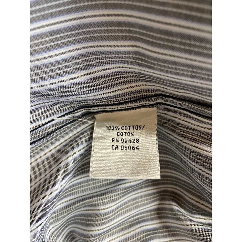 Bugatchi Uomo Dress Shirt 15 32/33 Navy White Stripe Button Up Preppy Corpcore - Picture 7 of 8